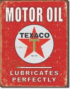 Texaco Motor Oil Lubricates Distressed Retro Vintage Metal Tin Sign Red New - Picture 1 of 1