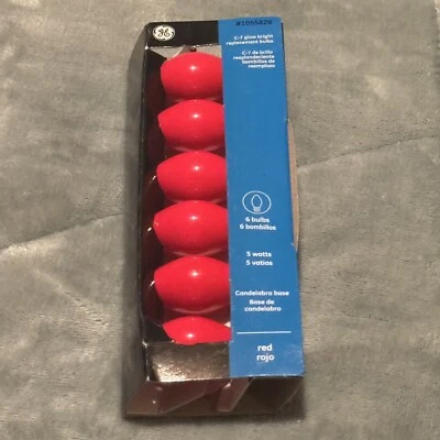 Red Light Bulb Replacement Pack - 6 pk of Ceramic C7 Size Bulbs by GE - Holiday - Image 1 of 2