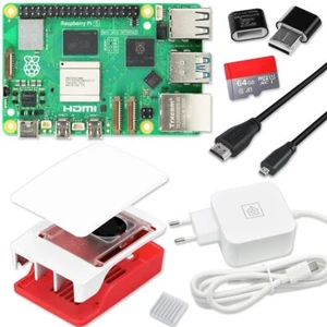 Raspberry Pi 5 Kit de démarrage 4 Go bloc d'alimentation USB-C 27 W boîtier a... - Photo 1/7
