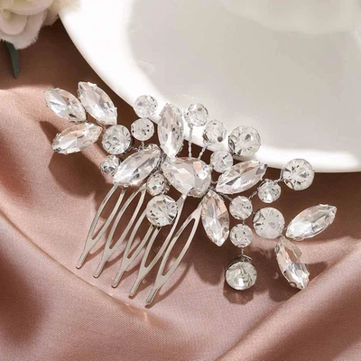 Crystal Wedding Hair Comb Rhinestone Bridal Hairpieces Bridesmaid Clips Accessor - Image 1 of 4