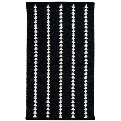 Black Handwoven Wool Cotton Rug 2x3 ft, Handmade Meditation Flatweave Doormat - Image 1 of 4