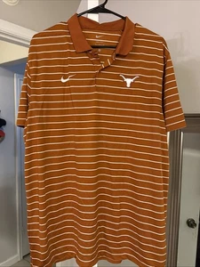 Nike Dri-Fit UT Texas Longhorns Stripe Polo Button Collar Shirt X-Large - Picture 1 of 5