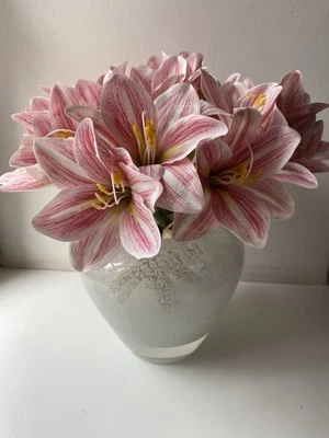 Amaryllis Bund Kunst Blumen 5 Blüten Deko Shabby Skandi Impressionen zu Vase Neu - Bild 1 von 4