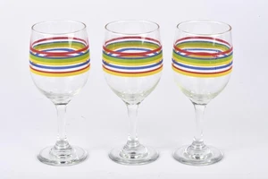 Libby for Fiesta Fiestaware Striped Wine Glasses Set of 3 - Picture 1 of 2