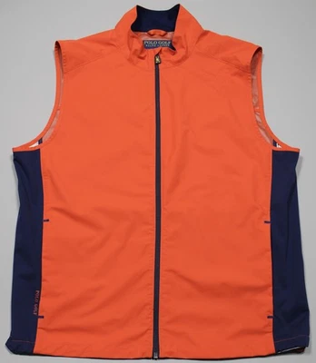 Ralph Lauren Polo Golf Chaleco Para Hombres XL Naranja Azul Marino Cremallera Completa RLX Tiburón Foto 1 de 4