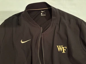 Wake Forest Nike Warmup Jacket Mens LARGE Black Full Zip Blade Collar Side Zips - Picture 1 of 2