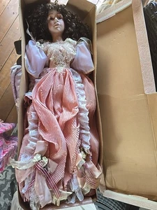 Goldenvale Collection  Porcelain Doll Brunette Hair 35” Victorian - Picture 1 of 24