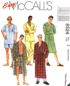 Men's Pajamas, Robes, Nightshirt, McCalls Sewing Pattern 8524 Sizes XL XXL XXXL - Picture 1 of 2