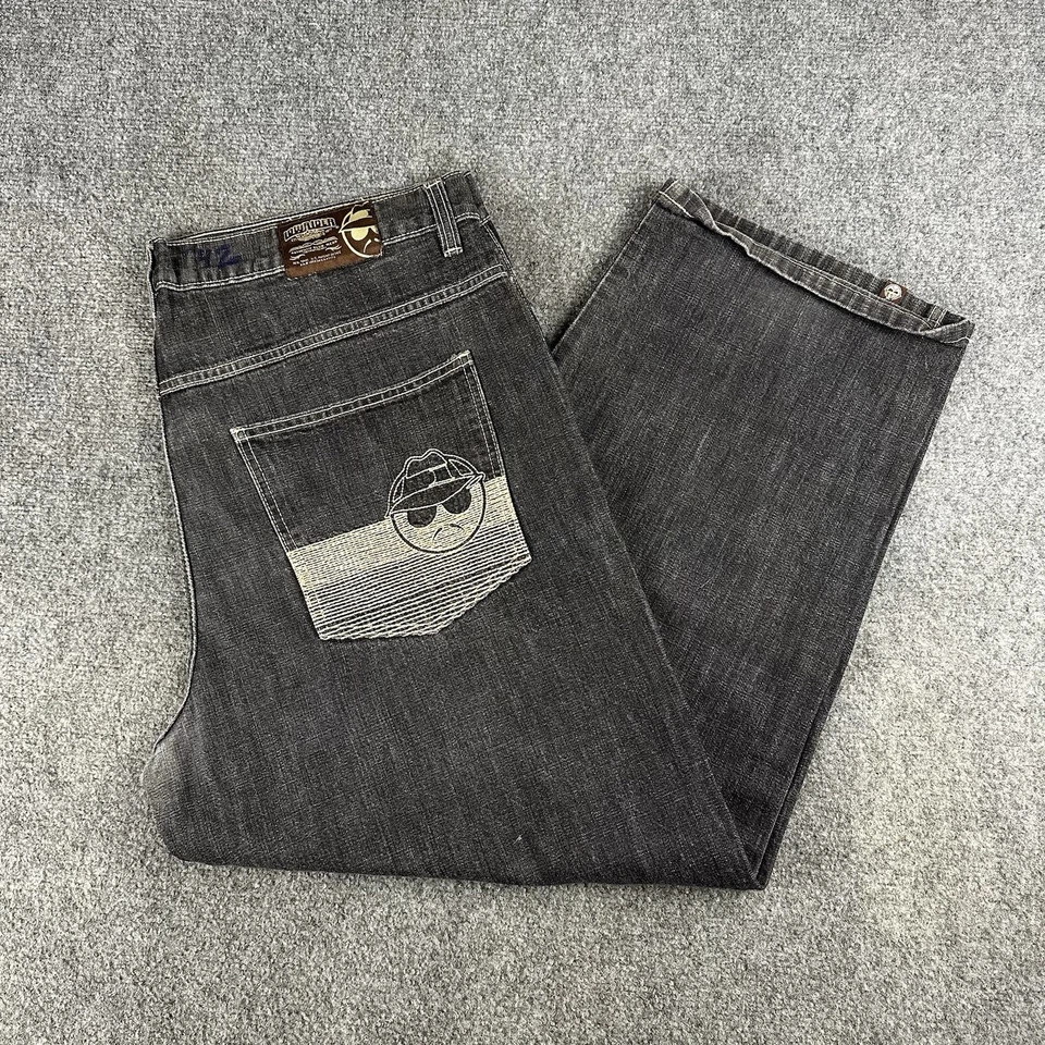 Винтажные мужские джинсы Lowrider 42x29 серые вышитые гранж Y2K Chicano 00s мешковатые - Изображение 1 из 4