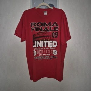 Vintage 2009 Manchester United Roma Finale Fruit of the Loom T-Shirt Top XL - Picture 1 of 5