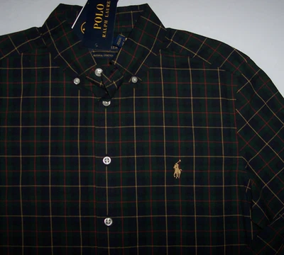 NUEVO CON ETIQUETAS Polo Ralph Lauren AZUL MARINO/VERDE/ROJO/AMARILLO Camisa a Cuadros Niños L 14/16 DORADO PONY Foto 1 de 4