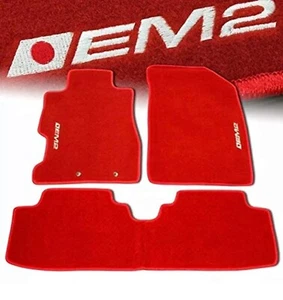 Red Floor Mats with EM2 Logo for Honda Civic 2001 2002 2003 2004 2005 - Picture 1 of 2
