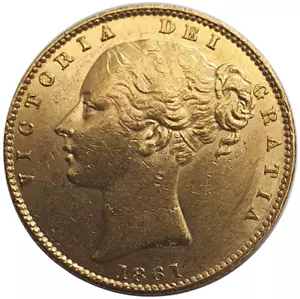 1861 Queen Victoria Shield Reverse Sovereign - Picture 1 of 2