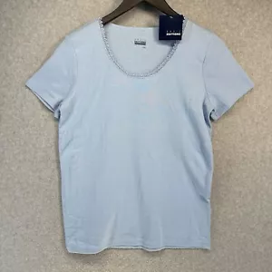 Camicia donna Basic Editions taglia media blu chiaro manica corta nuova etichette - Foto 1 di 9