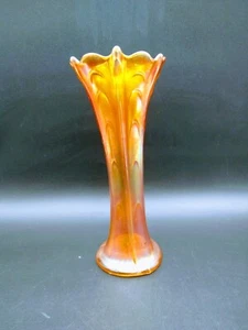 Dugan Carnival Glass Pulled Loop Swung Vase Marigold - Picture 1 of 10