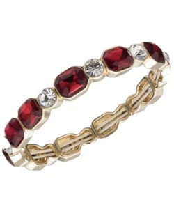 $38 ANNE KLEIN Red Stone Gold Tone Stretch Bracelet A4 - Picture 1 of 2