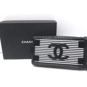 Chanel Boy Brick Striped Flap Bag Black & White Patent Leather Small Crossbody - Picture 1 of 19