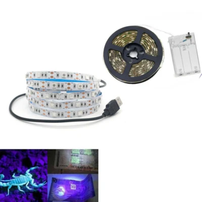 UV Ultraviolet USB LED Strip Light BATTERY 5V Blacklight 395-405nm Dance Party - Image 1 of 4
