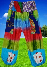 Women Pant Wit Waist Elastic Colorful Tie dye Soft Casual Loose Boho Harem S/M
