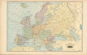 1901 Tunison Europe & South America antique map ~ 22.8" x 14.6" nice color - Picture 1 of 4