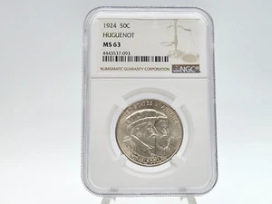 1924 NGC MS63 Huguenot Walloon Tercentenary Commemorative Half Dollar **37-093** - Picture 1 of 4