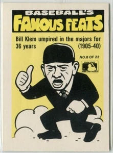 1986 Fleer Famous Feats #8 Bill Klem National League Umpire (Tiger Wimpel) - Bild 1 von 2