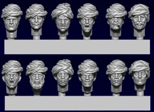 12x 28mm/ 1:56th Resin WW1 Heads with cheche - Bild 1 von 1