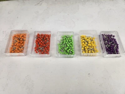 100 Map Pins, Tacks, 1/2 Inch long with Rounded 4mm Head, Boxed, Bright Colors - Image 1 of 2
