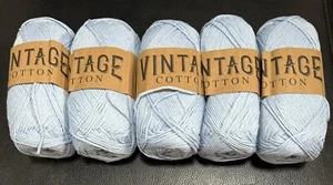 VINTAGE DK KNITTING /CROCHET YARN 5*100 G BALLS V-49 SKY BLUE - Picture 1 of 7