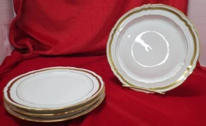 Lot of 4 Salad Plates Marie Antoinette Gold on White by Raynaud, Limoges, France - Picture 1 of 6