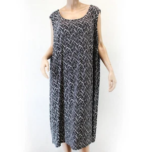 Catherines Plus Black Herringbone Print A-line Dress 3X 26/28W - Picture 1 of 9