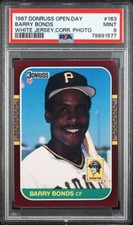1987 DONRUSS OPENING DAY #163 BARRY BONDS RC WHITE CORRECT PHOTO PSA 9 Mint