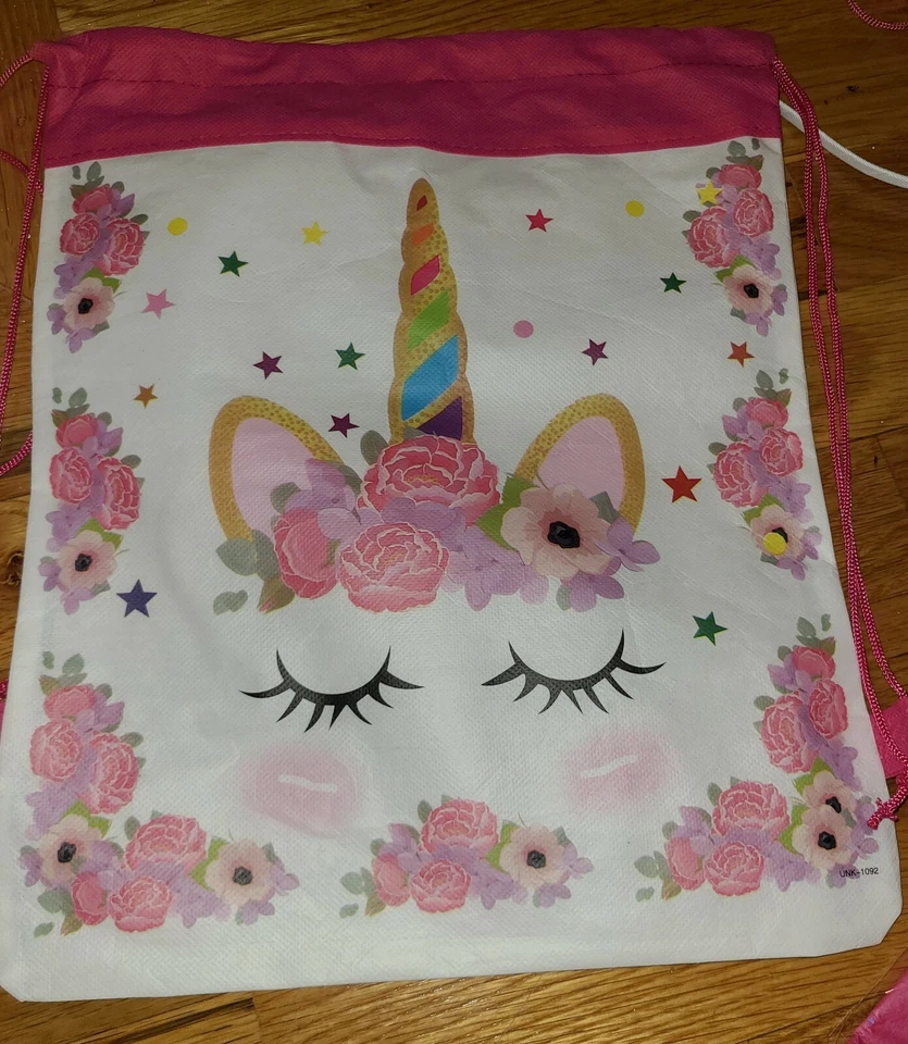 6 piezas Bolsas para fiestas de unicornio, bolsas con cordón de unicornio, bolsas de unicornio para niñas Foto 1 de 1