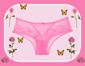 M Spring Taffy Pink Rose Floral ALL MESH Dot Victorias Secret CHEEKY Brief Panty - Picture 1 of 11