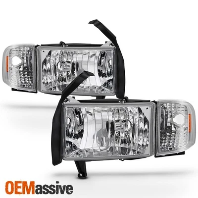 Fit 1994-01 Dodge Ram 1500 2500 3500 Pickup Clear Headlights Corner Signal Lamps - Image 1 of 4