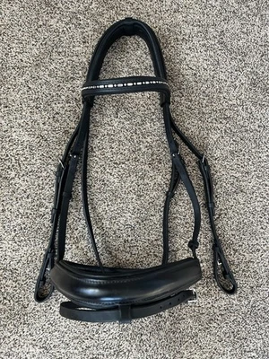 Gorgeous Albion KB Full Horse Padded Dressage Bridle w Flash & Crystal Browband - Image 1 of 4