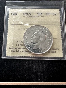 1945  ICCS Graded Canadian ¢50 Cent, **MS-64** # XCM 141 - Afbeelding 1 van 7