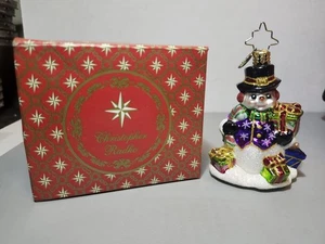 Christopher Radko - Snow Drift Gifts #1017854 Snowman Holding Candy Cane & Gifts - Picture 1 of 7