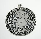 Cet Taxco Mexico Sterling Silver Glyph Design Person Pin Pendant As Is 925 29.6G