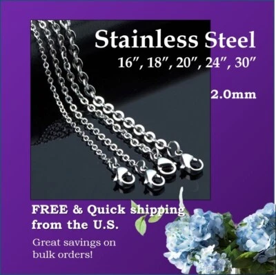 Lote a granel de 10-100 piezas de cadena de collar de acero inoxidable para hacer joyas de 2,0 mm descuento Foto 1 de 4