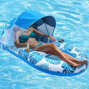 Pool Lounge Float with Canopy Upf50+,Extra Large Pool Floats for Adults Heavy Du - Picture 1 of 7