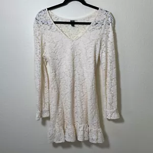 Abito pattinatore pizzo spazzolato Wild Fable taglia M pullover foderato panna nuovo senza etichette LS - Foto 1 di 9