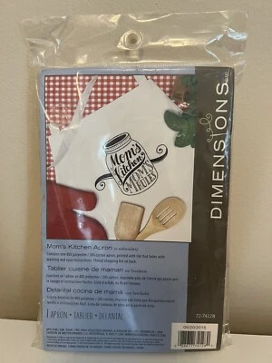 Dimensions Mom's Kitchen Apron In Embroidery & Thread Shopping List 72-74128 NEW - Image 1 of 4