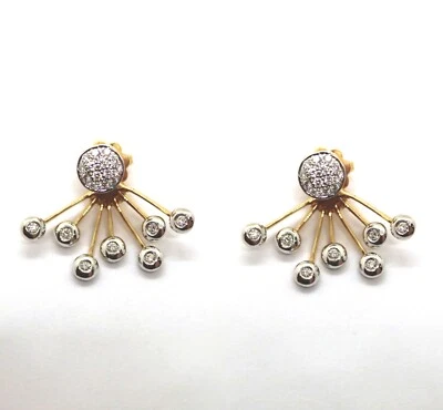 Pendientes de Oro Rosa Y Blanco 18k Colgantes con Diamante en un Patrón Radial - Imagen 1 de 2