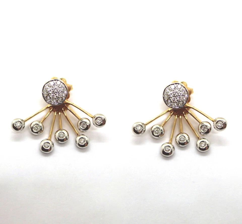 Pendientes de Oro Rosa Y Blanco 18k Colgantes con Diamante en un Patrón Radial - Imagen 1 de 2