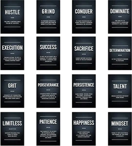 16pcs Motivational Posters Inspirational Print 23.4 x 16.5 in Decoration Black  - Picture 1 of 6