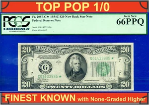 1934C $20 Federal Reserve Note PCGS 66PPQ TOP POP 1/0 Chicago New Back star - Picture 1 of 4