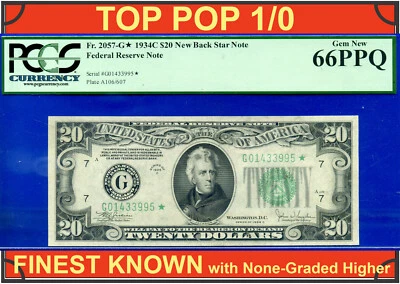 1934C $20 Federal Reserve Note PCGS 66PPQ TOP POP 1/0 Chicago New Back star - Image 1 of 4