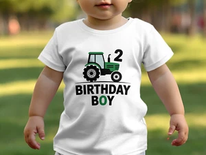 Jungen T-Shirt 2. Geburtstag weiß T-Shirt Traktor Motiv Geburtstag Junge Shirt Bauernhof - Bild 1 von 5
