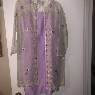 VESTIDO VINTAGE Chetta B Sherri Bloom Peter Noviello Púrpura 100% SEDA Talla 6 Foto 1 de 4